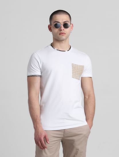 White Patch Pocket Crew Neck T-shirt