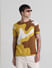 Yellow Abstract Print Jacquard T-shirt_415275+1