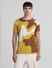 Yellow Abstract Print Jacquard T-shirt_415275+2
