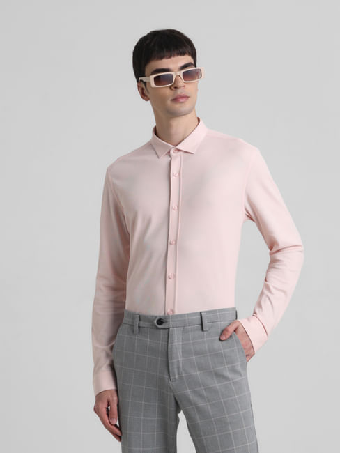 Pink Knitted Full Sleeves Shirt