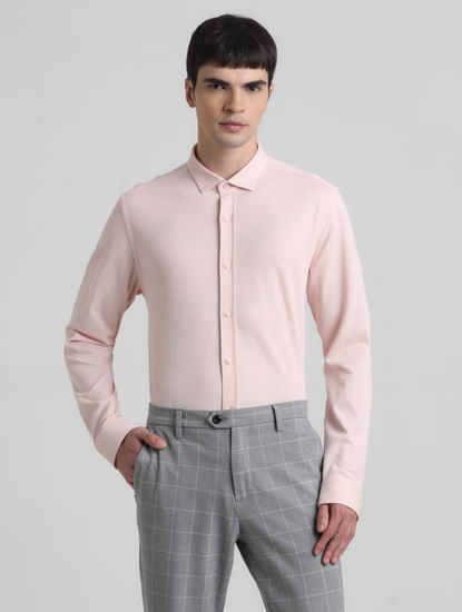 Pink Knitted Full Sleeves Shirt