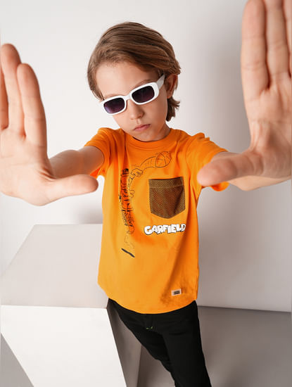 X GARFIELD Orange Printed Cotton T-shirt
