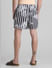 Black Striped Print Swim Shorts_415298+3