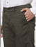 Olive Green Mid Rise Chino Pants 