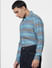 Blue Striped Full Sleeves Linen Shirt