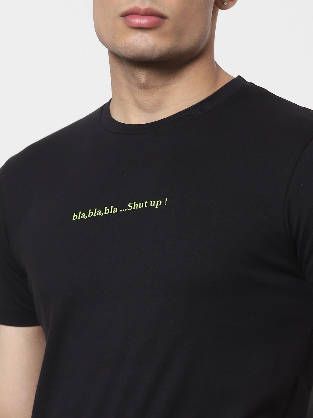 black slogan t shirt