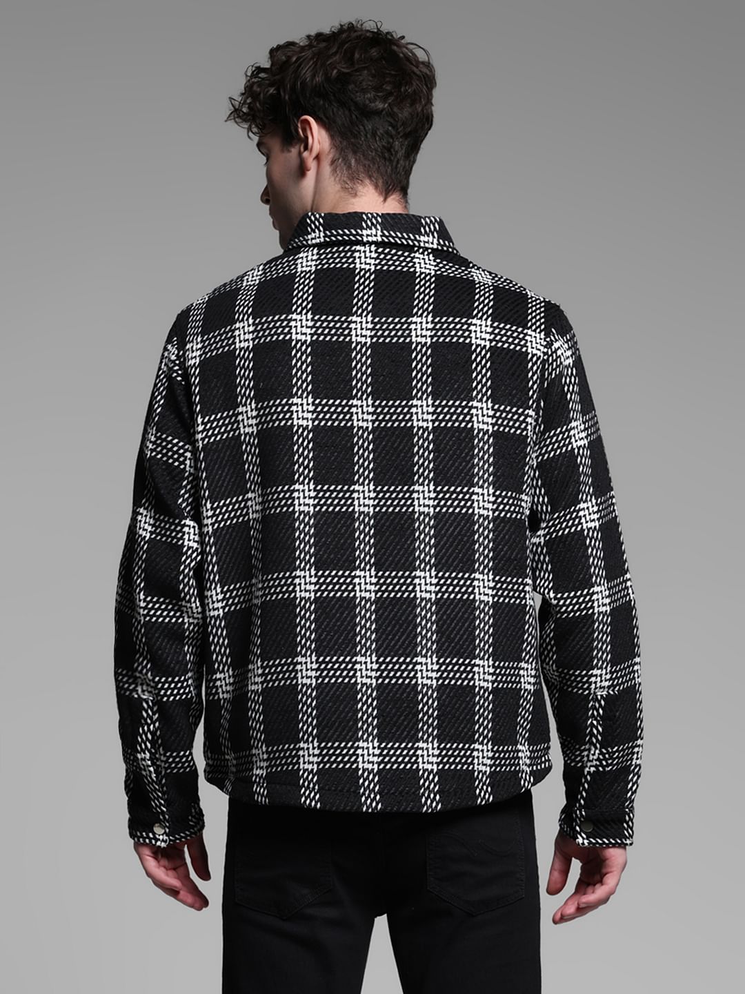 DARK BLUE CHECK PRINT JACKET DARK BLUE CHECK PRINT JACKET