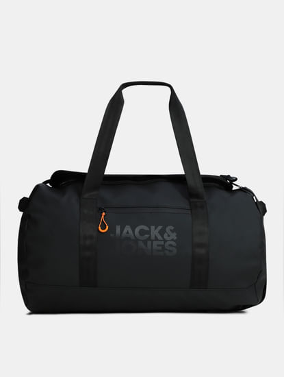 Black Logo Print Duffle Bag