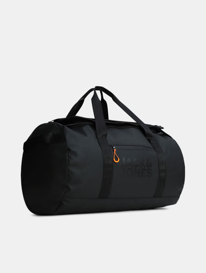 Black Logo Print Duffle Bag