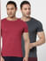 Red & Grey Crew Neck T-shirts - Pack of 2_389274+1