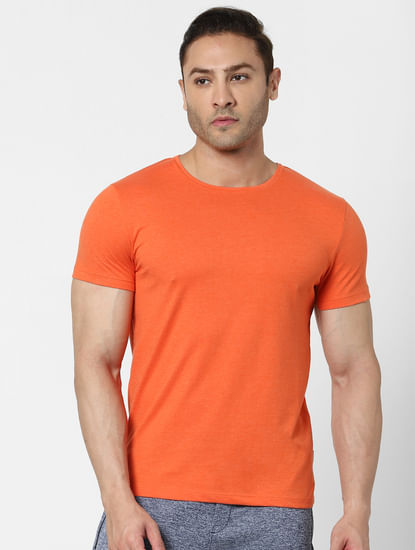 Orange & Blue Crew Neck T-shirts - Pack of 2