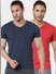 Red & Grey V Neck T-shirts - Pack of 2_389282+1