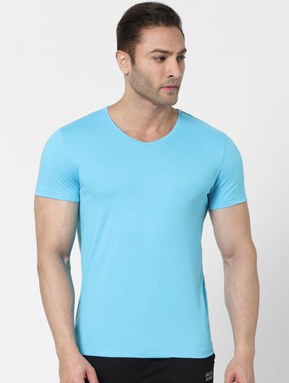 Blue & Grey V Neck T-shirts - Pack of 2