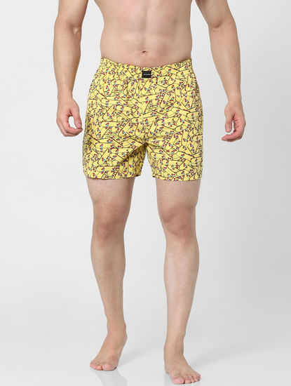 Yellow Skateboard Graphic Printed Boxers