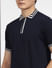 Navy Blue Knit Polo T-shirt_405191+5