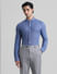 Blue Knitted Full Sleeves Shirt_410867+2