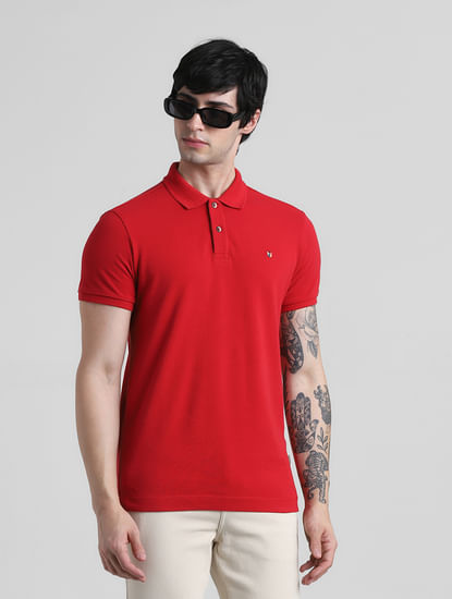 Red Knitted Polo T-shirt