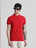 Red Knitted Polo T-shirt_410872+1