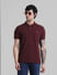 Burgundy Knitted Polo T-shirt_410873+1