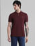 Burgundy Knitted Polo T-shirt_410873+2