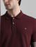 Burgundy Knitted Polo T-shirt_410873+5