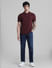 Burgundy Knitted Polo T-shirt_410873+6