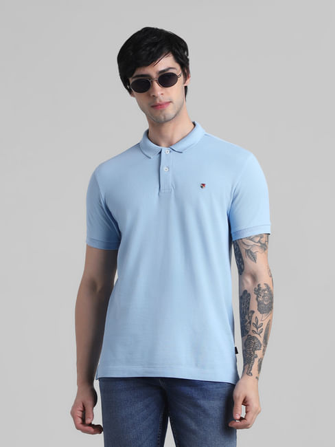 Light Blue Knitted Polo T-shirt