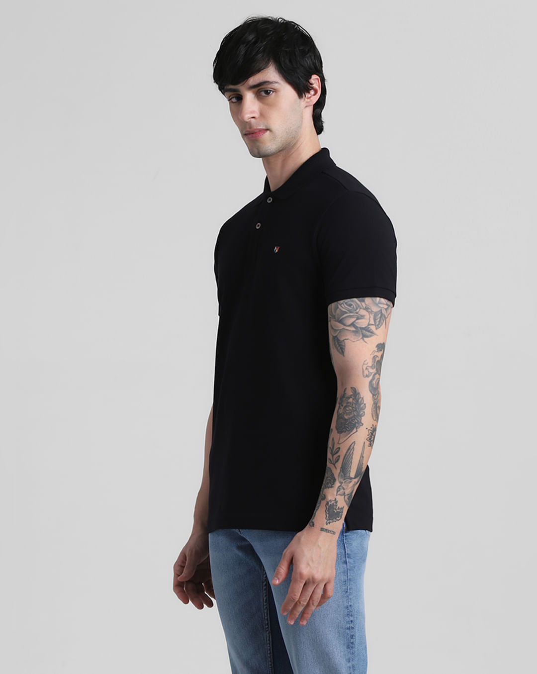 Black Knitted Polo T-shirt