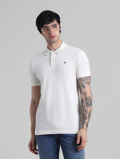 White Knitted Polo T-shirt