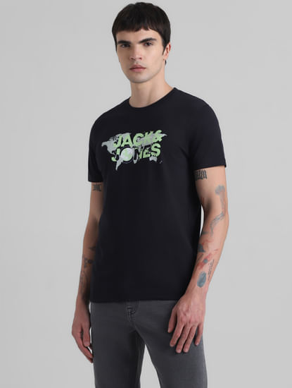 Black Logo Print Crew Neck T-shirt