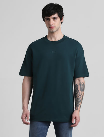 Dark Green Logo Branding Crew Neck T-shirt