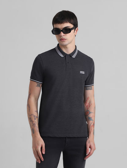 Black Contrast Tipping Polo T-shirt