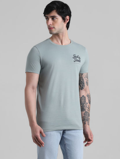 Slate Grey Logo Text Crew Neck T-shirt