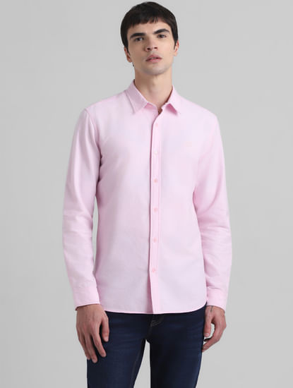 Light Pink Cotton Full Sleeves Shirt