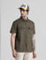 Olive Green Drop Shoulder Shirt_410951+1