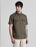 Olive Green Drop Shoulder Shirt_410951+2