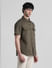 Olive Green Drop Shoulder Shirt_410951+3