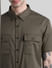 Olive Green Drop Shoulder Shirt_410951+5