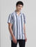 Blue Striped Short Sleeves Shirt_410954+2