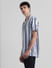 Blue Striped Short Sleeves Shirt_410954+3