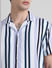 Blue Striped Short Sleeves Shirt_410954+5