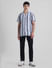 Blue Striped Short Sleeves Shirt_410954+6
