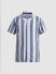 Blue Striped Short Sleeves Shirt_410954+7