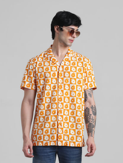 Orange Abstract Print Shirt