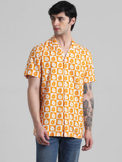 Orange Abstract Print Shirt