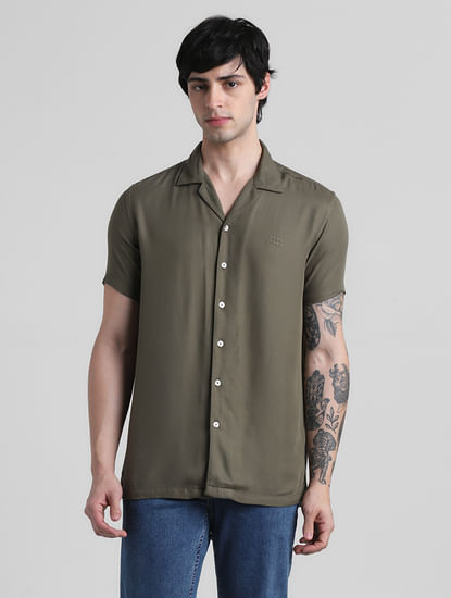 Olive Green Resort Collar Shirt