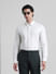 White Jacquard Slim Fit Shirt_410972+1