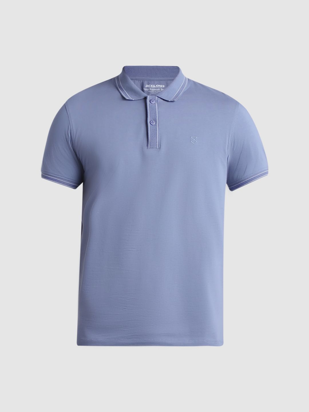 Blue Contrast Tipping Polo T shirt