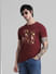 Maroon Graphic Print T-shirt_410978+1