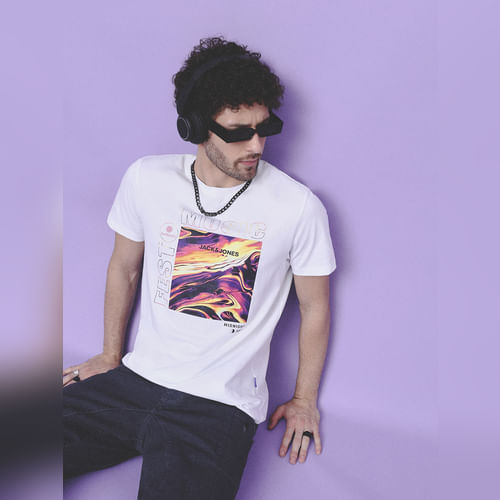 JACK&JONES X Sunburn White Music Fest Printed T-shirt